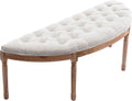 chairus 55" Button Tufted Semi-Circle Dining Bench Linen Halfmoon Entryway Bench Comfy Upholstered Bench Seat for Bay Window/Bedroom End of Bed/Living Room/Indoor, Beige