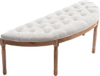 chairus 55" Button Tufted Semi-Circle Dining Bench Linen Halfmoon Entryway Bench Comfy Upholstered Bench Seat for Bay Window/Bedroom End of Bed/Living Room/Indoor, Beige