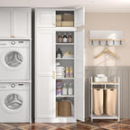 Steeloong86“ Kitchen Pantry Cabinet,Metal Storage Cabinets with Doors and 4 Adjustable Shelves,White Kitchen Cabinet with 4 Gold Handles,Tall Cabinet for Livingroom,Pantry, Bathroom