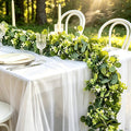 Eucalyptus Garland 4 Pack, Artificial Greenery | Faux silver dollar eucalyptus for small wedding tables, mantels and showers; flexible, reusable and easy to arrange