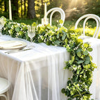 Eucalyptus Garland 4 Pack, Artificial Greenery | Faux silver dollar eucalyptus for small wedding tables, mantels and showers; flexible, reusable and easy to arrange
