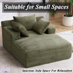 HRVEOCEI 67" Chaise Lounge Indoor, Oversized Chaise Lounge Chair with 3 Comfy Pillows for Living Room Bedroom, Wide Arms Corduroy Fabric High-Density Foam No Assembly Required (Sage Green)
