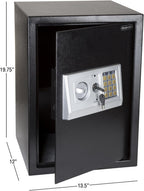Digital Safe - Electronic Steel Safe with Keypad and Manual Override Keys - Protect Money, Jewelry, Passports - For Home, Business by Stalwart (Black)