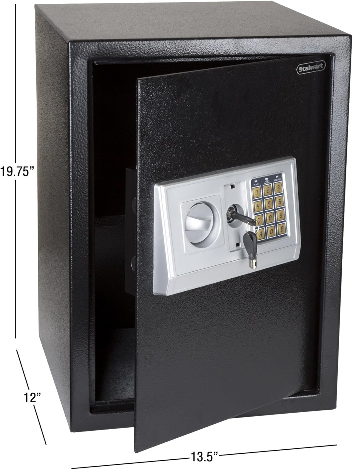Digital Safe - Electronic Steel Safe with Keypad and Manual Override Keys - Protect Money, Jewelry, Passports - For Home, Business by Stalwart (Black)