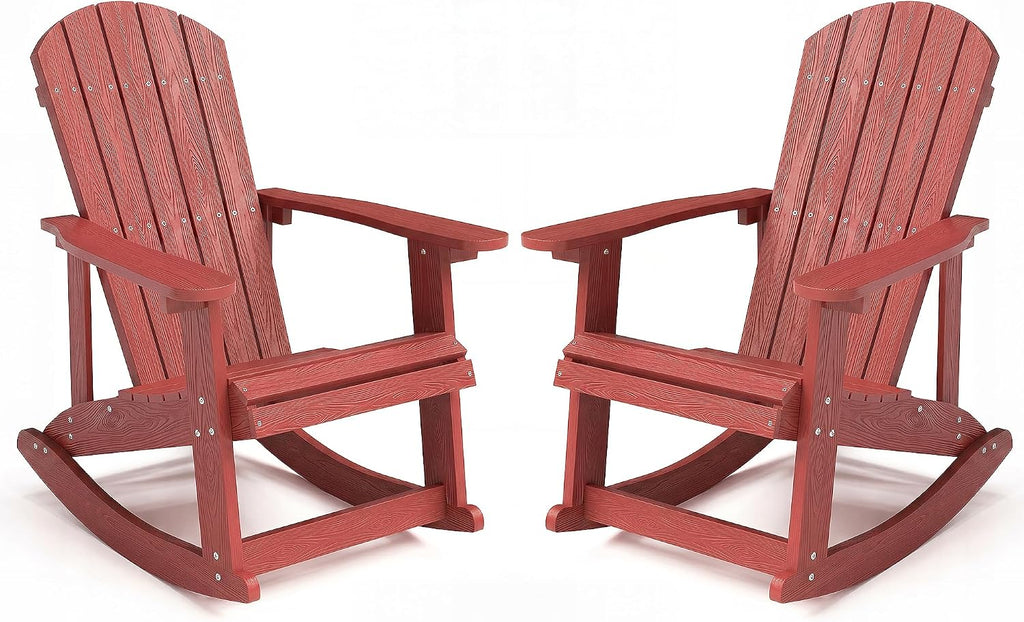 Outdoor Adirondack Rocking Chairs Set of 2, All-Weather Patio Rocker Chair with Wide Armrests & High Backrest, Front Porch Rocker Chairs for Patio Garden, Backyard, Porch