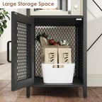 IDEALHOUSE Kitchen Bakers Rack with Refrigerator Storage Space, Industrial Microwave Stand with Power Outlet, Freestanding Kitchen Shelf for Pantry Living Room, 33.9 x 19.7 x 58.1 Inches, Black