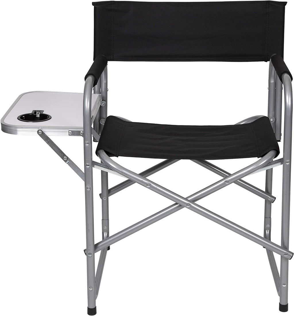 Stansport Directors Chair with Side Table, One Size, Black