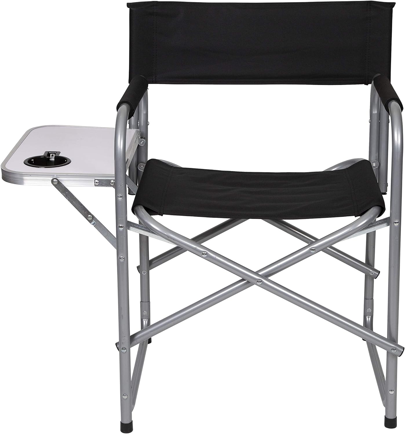 Stansport Directors Chair with Side Table, One Size, Black