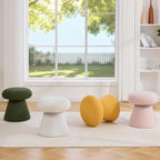 FOXHUNTER Mushroom Ottoman Foot Rest Pouf Ottoman with 360° Rotation, Footstool for Makeup Room Living Room Bedroom Entrance(Yellow, Teddy)