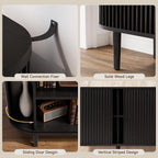 ONBRILL 55" Buffet Sideboard Cabinet with Sliding Doors, Mid-Century Modern Sideboard Buffet Cabinet with Storage & Adjustable Shelves, Accent Coffee Bar Console Table for Kitchen, Entryway, Black