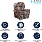 Flash Furniture Chandler Vinyl Kids Recliner with Cup Holder and Safety Recline, Contemporary Reclining Chair for Kids, Supports up to 90 lbs., Camouflage