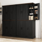 Hlivelood 71" Tall Kitchen Pantry,Farmhouse Storage Cabinet with Barn Doors,Organizer,Rustic Wood Cupboard,Farmhouse Pantry Cabinet for Kitchen,Dining Room,Living Room(Black)