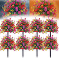 Artificial Petunias with Ground Stake, 18 Inch Artificial Flowers for Outdoors Stick in Ground, Lifelike Faux Flowers for Garden, Yard, Planter, Porch, Indoor Outdoor Home Decor (8 PCS)