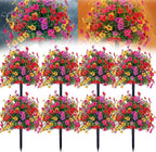 Artificial Petunias with Ground Stake, 18 Inch Artificial Flowers for Outdoors Stick in Ground, Lifelike Faux Flowers for Garden, Yard, Planter, Porch, Indoor Outdoor Home Decor (8 PCS)