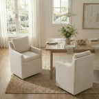 KISLOT Upholstered Dining Chairs Set of 4, Modern Dining Room Chairs with Casters & Washable Cover, Rolling Accent Chair with Hidden Storage for Kitchen, Farmhouse, Living Room, Linen, 4 Box