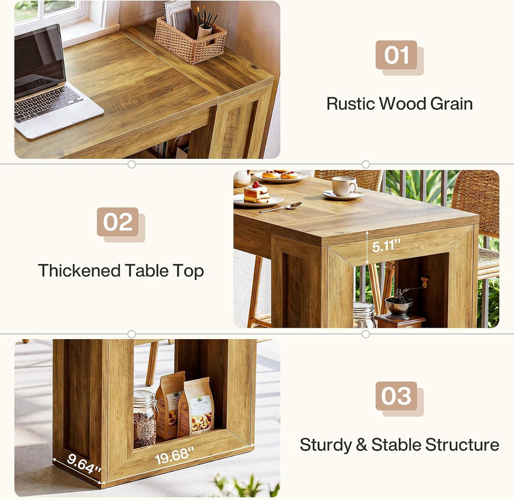 Tribesigns 70.87-Inch Extra Long Bar Height Table, Farmhouse Bar Table with Open Storage Shelves, Rectangular High Top Pub Tables for Kitchen, Dining Room, Living Room, Basement, Bistro, Rustic Brown