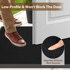 Front Door Mat Outside Entrance 17"x30" Black,Heavy-Duty Dirt Trapper Outside Welcome Mat, Non Slip Durable Rubber Entrance Doormats for Entryway Porch, Stain Resist Waterproof All-Season All-Weather