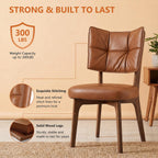 YOUNIKE Modern Dining Chairs, Upholstered Kitchen & Dining Room Chairs with Double-Layer Backrest, Wood Legs, Ergonomic Cushion Seat, (PU Leather Seat, Brown, Set of 4)