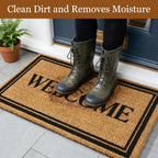 Kelarea Coco Coir Welcome Door Mat with Heavy Duty Backing, 17" x 30" Non-Slip, Easy Clean Mat for Front Door, Entrance, Porch, Indoor/Outdoor