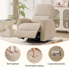 Power Swivel Rocker Recliner, Swivel Glider Nursery Electric Recliner Chair with Lumbar Support, Upholstered Rocking Recling Chairs for Adults Nursery, Living Room, Bedroom, Corduroy Camel
