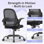 amseatec Ergonomic Mesh Office Chair, Flip-Up Arms, Adjustable Height, Breathable Mesh Back & Thick Cushion Seat, 360 Swivel Rolling Computer Desk Chair, BIFMA Certified, Supports 300 lbs, Black