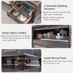 T4TREAM 24'' Farmhouse End Table w/4 Solid Wood Feet Set of 2, Large 2 Drawers Sofa Side Table with Charging Station, Rustic Wood Square Nightstand for Living Room, Bedroom, Office, Dark Rustic Oak