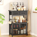 SWTYMIKI Coffee Bar Cabinet with Drawer - 20.47" Coffee Stand Station with Removable Hooks, Buffet Cabinet for Coffee Maker or Microwave, Kitchen Bar Table Storage Organizer, Black
