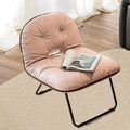 Cozy Reading Chair - Folding Faux Leather Modern Accent Chair - Goose Feather/Sponge Filling Comfortable Folding Chair Portable with Handle Camp Chair - Floor Gaming Chair,Pink