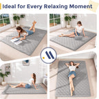 MAXYOYO Japanese Floor Futon Mattress Full Size, 3" Thicken Tatami Sleeping Pad Foldable Roll Up Mattress, Portable Floor Mattress Pad for Adults, Guest Room, Camping, Grey