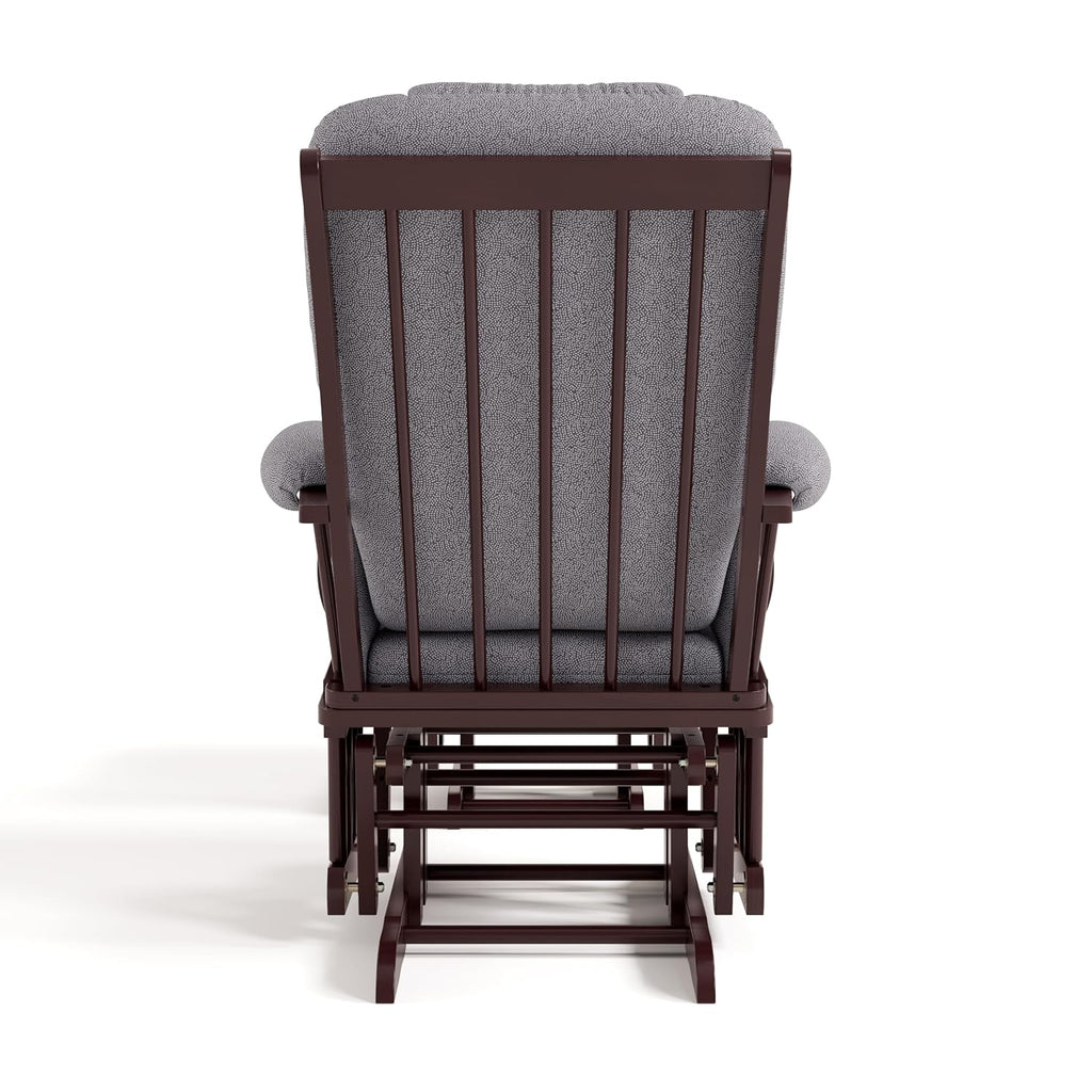 Storkcraft Tuscany Glider & Ottoman with Lumbar Pillow, Espresso/Gray Swirl
