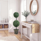 Goplus 3 FT Artificial Boxwood Topiary Tree, Sun-Protective Double Ball Faux Potted Plants, Greenery Indoor Outdoor Fake Plants Shrubs for Entryway Home Office Front Porch Decor (1)