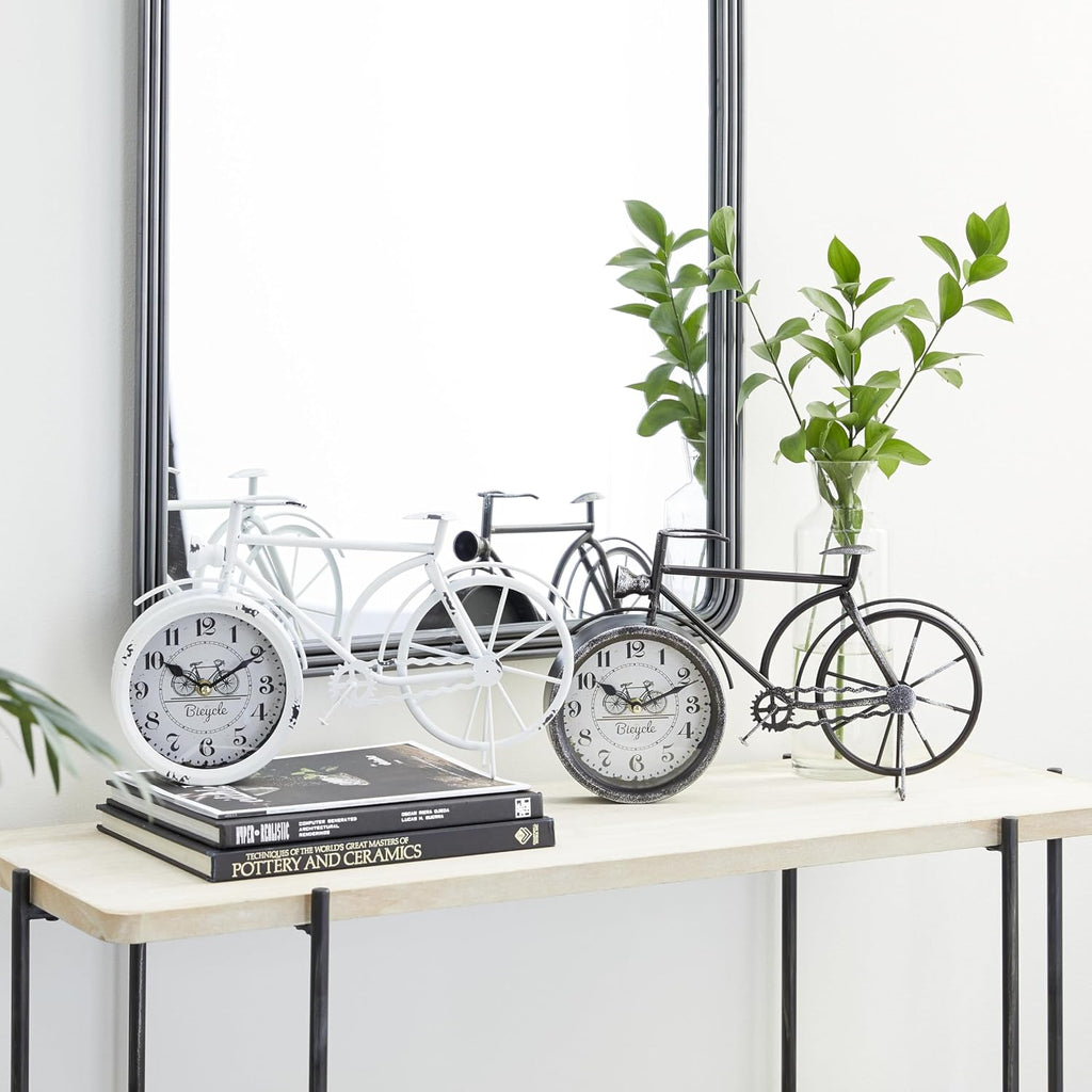 Deco 79 Metal Bike Clock, Set of 2 15"W, 9"H, Black
