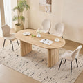 70.9" Large Dining Table Set for 4, [Rounded Edges] [Fully Assembled Table Base] Modern Wood Kitchen Dinner Table with 4 Boucle Chairs