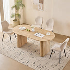 70.9" Large Dining Table Set for 4, [Rounded Edges] [Fully Assembled Table Base] Modern Wood Kitchen Dinner Table with 4 Boucle Chairs