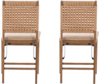 Linon Bennett Natural Folding Chair with Woven Rope Back and Linen Upholstered Seat Set of 2