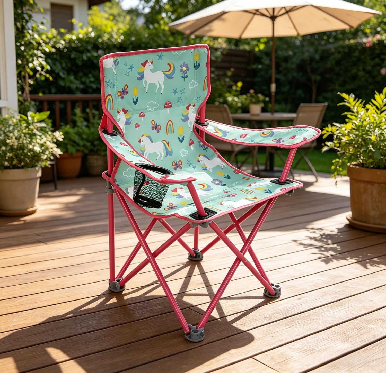 Foldable Chair with Safety Lock, Unicorn Pattern