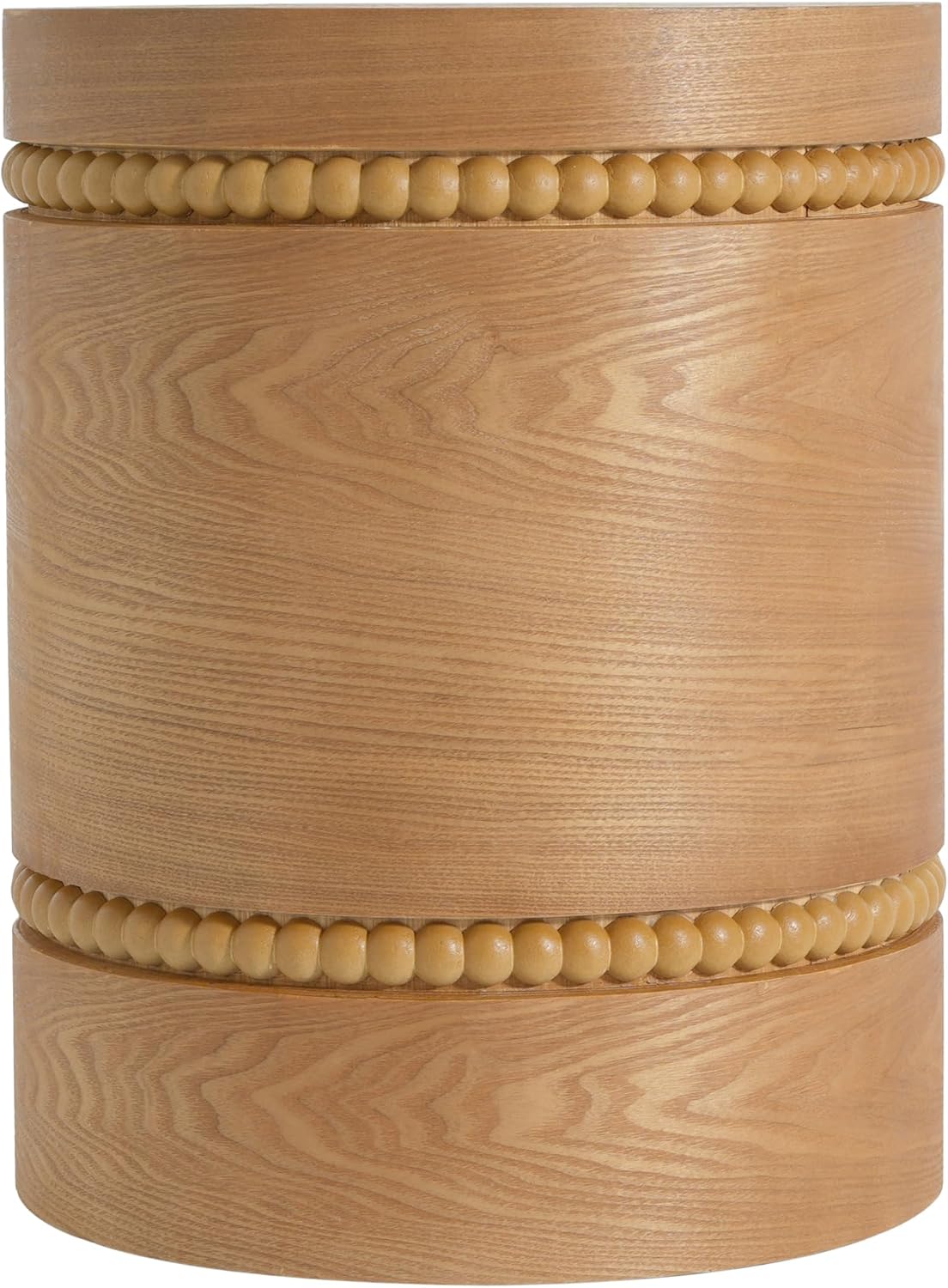 Christopher Knight Home Annie 20.28'' Wood Small Side Table, Bedside Table with Wooden Beads Accent, Round End Table for Living Room/Bedroom/Small Spaces, No Assembly Plant Stand Indoor, Natural