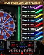 Electronic Dart Board, Electric Dartboard for Adults [12*Bronze Soft Tip Darts] 8-Color LED for 8 Players-Rustic Dart Board Cabinet for Home & Bar