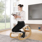 Predawn Adjustable Ergonomic Kneeling Chair – Custom Height Rocking Posture Stool with Thick Cushions, Solid Wood Frame, Knee Support Seat for Adults, Office or Meditation Use(White Oak)