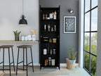 23.6" D*14.5" W*78.7" H Freestanding Kitchen Pantry with 4 Shelves, Double Door, Rectangular Storage Cabinet, Traditional, for Living Room, Dining Room, Black