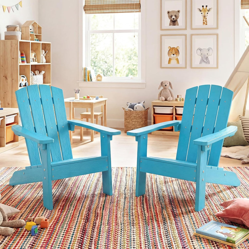 Giantex Kids Adirondack Chair, All-Weather HIPS Children's Outdoor Chair w/Ergonomic Design, Toddler Lawn Chairs for Age 3-8, Kids Beach Chair for Garden Patio Backyard (1,Turquoise)