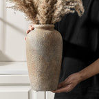 Emotionally Grounded Vase, Vaseking Large Ceramic Rustic Vase, 11 inch Minimalist Decorative Farmhouse Tall Vases for Home Decor, Living Room, Enterway, Table Decoration, Brown