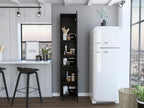 Pantry, Four Legs, Three Interior Shelves, Two Shelves, Two Cabinets -Black