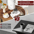 Round End Table, 2-Tier Storage Side Table with Metal Legs, Industrial Wood Accent Table for Living Room Bedroom, Small Space Nightstand with Open Shelf, Walnut