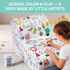 Graffiti Kids Couch Sofa，DIY Colorful Artistic Design, Ultra-Soft Comfort for Toddler Chair, Cute Graffiti Pattern Sofa for Girls and Boys, Comfy Toddlers Chairs for Bedrooms Living Rooms