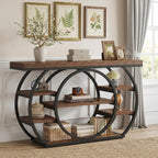 Tribesigns 47” Console Table, Industrial 5-Tier Entryway Table with Metal Frame, Narrow Console Sofa Table for Living Room, Hallway, Rustic Brown