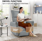 cinkehome Swivel Rocker Recliner, Glider Rocker Recliner Chair for Nursery, Overstuffed Manual Reclining Chair for Small Spaces, Living Room