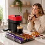 Coffee Pod Drawer Organizer for Nespresso Vertuo Pods,Acrylic Coffee Pod Holder Holds 40 Large or 60 Small Capsules or 28 K-Cups,Pull-Out Drawer with Anti-Slip Base for Home & Office,Matte Black