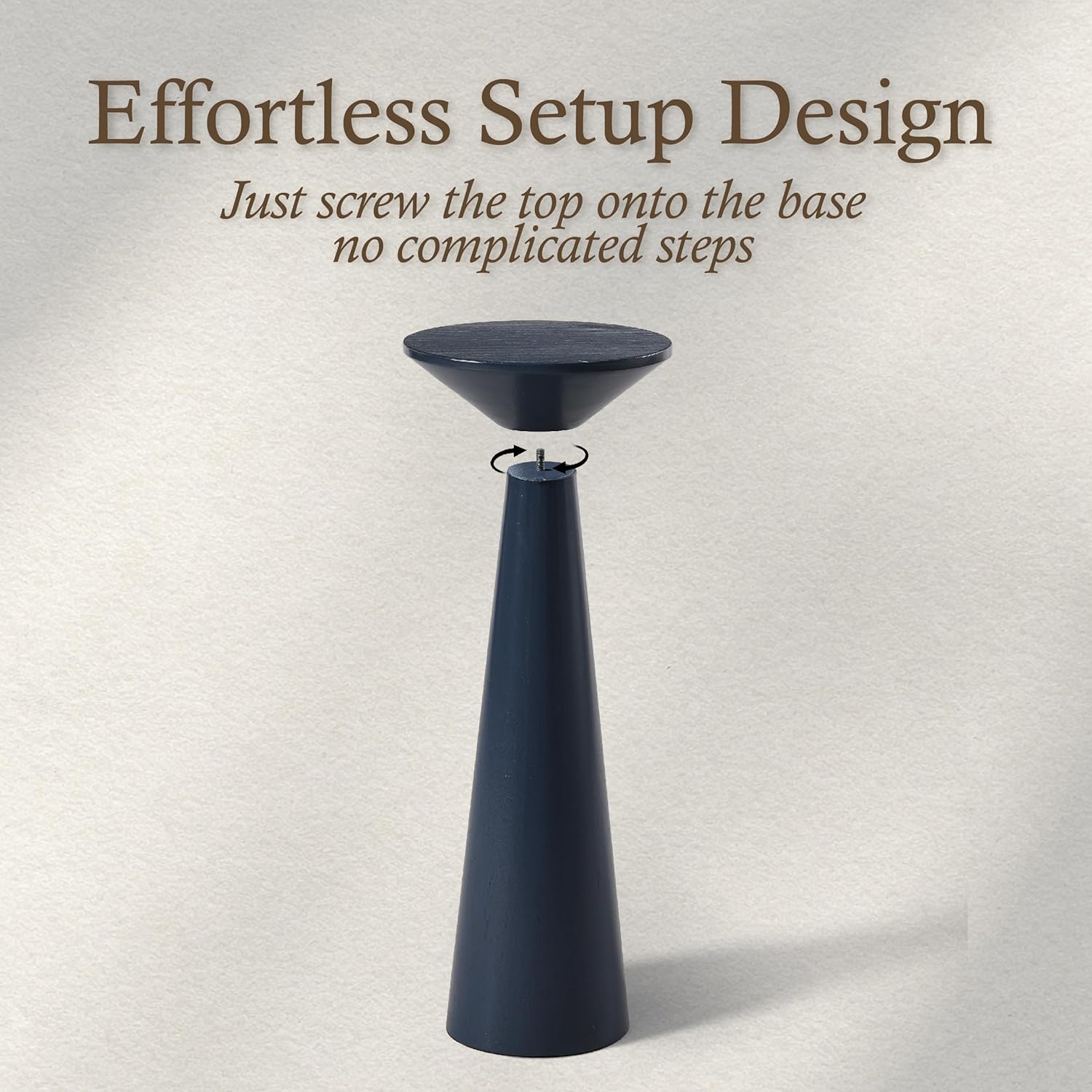 COZAYH Farmhouse Tall Pedestal End Table Small Solid Wood Martini Table Plant Stand Modern Round Drink Table for Small Space Living Room, Dark Blue