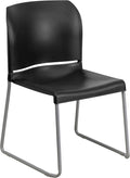 Flash Furniture Hercules Series Contoured Stacking Chairs for Waiting Rooms and Offices, Ergonomic Lobby Chairs with Curved Back, Set of 5, Black